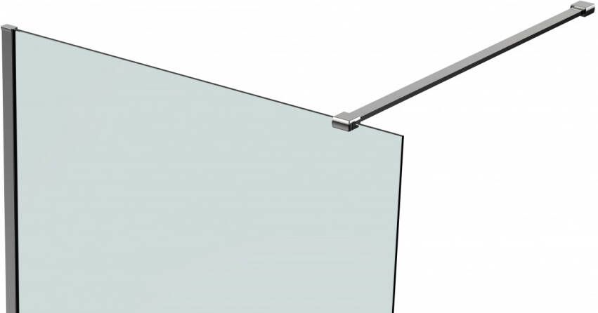 Van Rijn Products ST01 Vaste wand 100x200cm helder glas haakse wand scharnierend links en rechts stabilisatiestang ST01675100