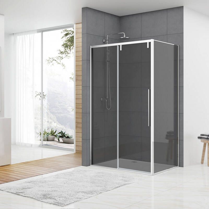 Van Rijn Products ST06 Wand 88.5x200cm rookglas dikte 8mm tbv hoekcabine chroom ST0635090WGR - Foto 2