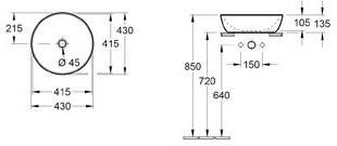 Villeroy & Boch Artis opzetwastafel rond Ø43 cm zonder kraangat zonder overloop met bevestigingsset CeramicPlus stone white - Foto 2