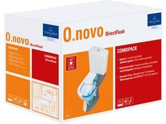 Villeroy & Boch O.novo combi-pack met toiletpot PK DirectFlush reservoir closetzitting softclose CeramicPlus wit alpin