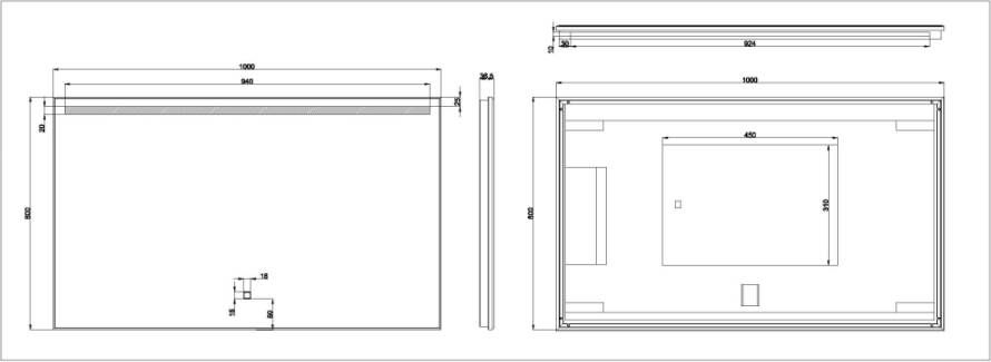 Wiesbaden Badkamerspiegel Ambi one | 100x60 cm | Rechthoekig | Directe en indirecte LED verlichting | Touch button | Met verwarming - Foto 5
