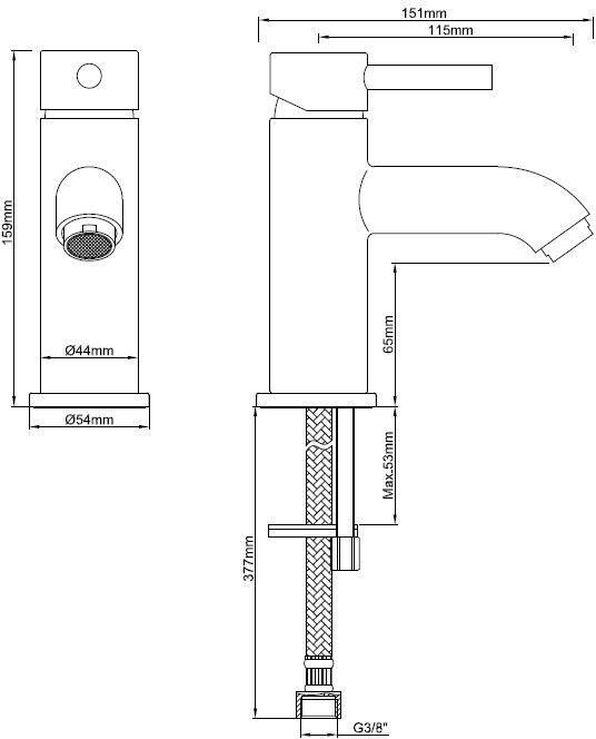 Wiesbaden Wastafelkraan Cadans Kiwa Opbouw Laag Mengkraan Rond Gunmetal 1 Greeps