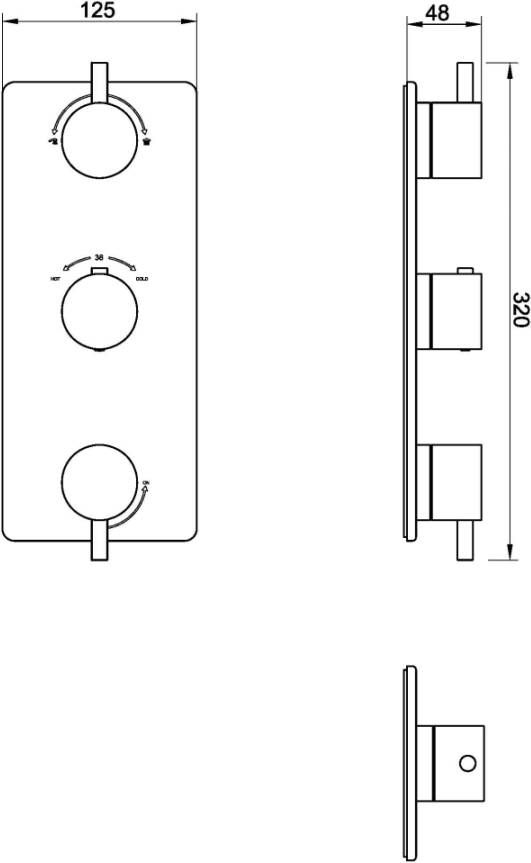 Wiesbaden Douchekraan Caral Afbouwdeel Thermostatisch Inbouw Rond Gunmetal 3 Greeps