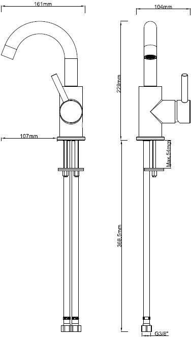 Wiesbaden Caral éénhendel wastafelkraan met draaibare uitloop 22 9 cm mat zwart - Foto 2