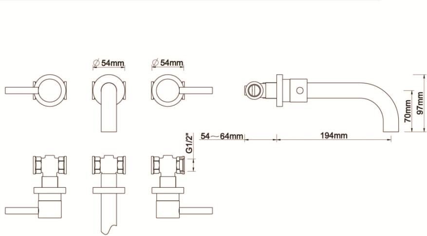 Xellanz Wastafelkraan Inbouw Caral Mengkraan Rond Geborsteld Staal 2 Greeps 3 Gats 21cm Uitloop - Foto 2