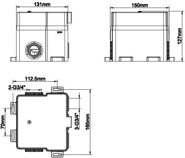 Wiesbaden Caral Klik Pro inbouwbox douchethermostaat 3 weg 29.3411 - Foto 2