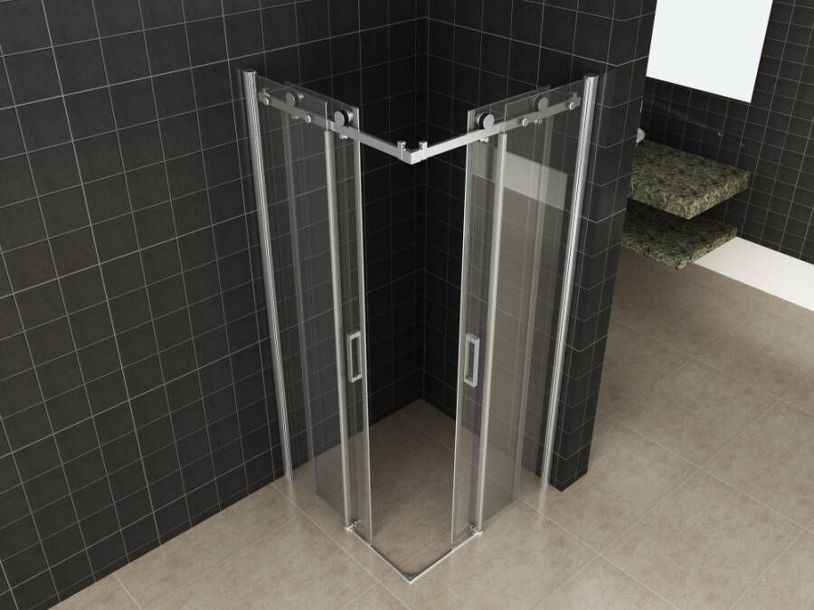 Wiesbaden Douchecabine Vierkant Schuifdeur 90x90x200cm Antikalk Helder Glas Chroom Profiel 8mm Veiligheidsglas Easy Clean - Foto 5