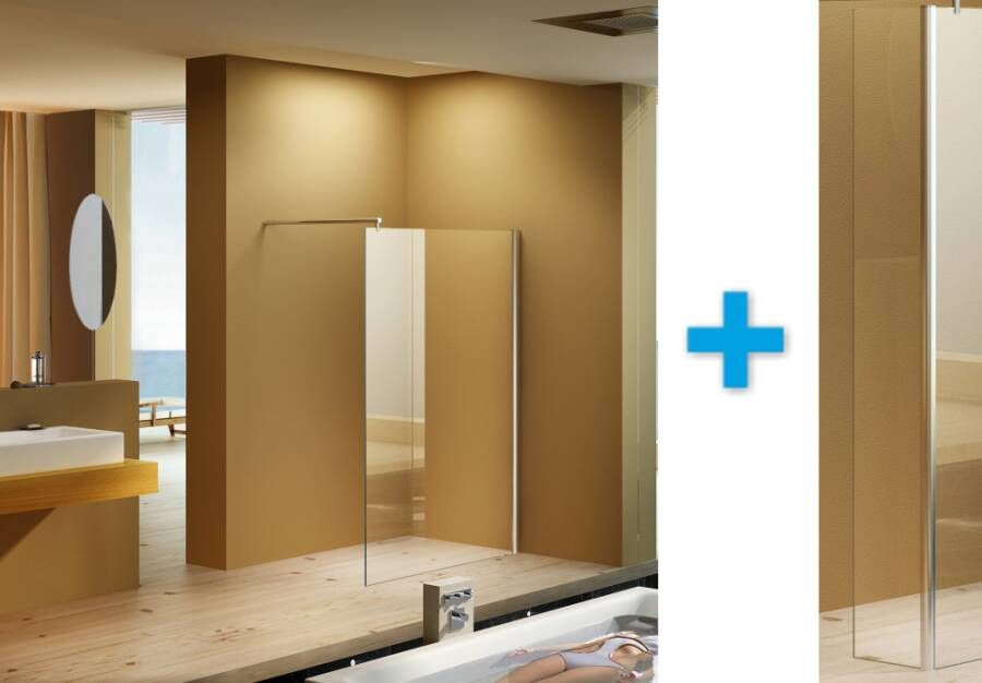 Xellanz Inloopdouche Eco met Zijwand 120x200cm 30x200cm Antikalk Helder Glas Chroom Profiel 8mm Veiligheidsglas Easy Clean - Foto 4