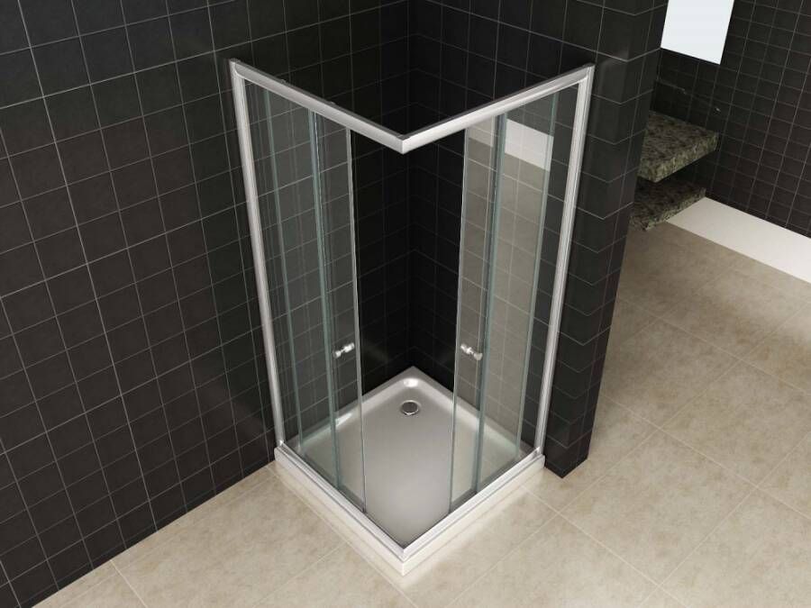 Xellanz Douchecabine Eco Vierkant Hoekinstap Schuifdeur 90x90x190cm Helder Glas Chroom Profiel 5mm Veiligheidsglas Easy Clean - Foto 2