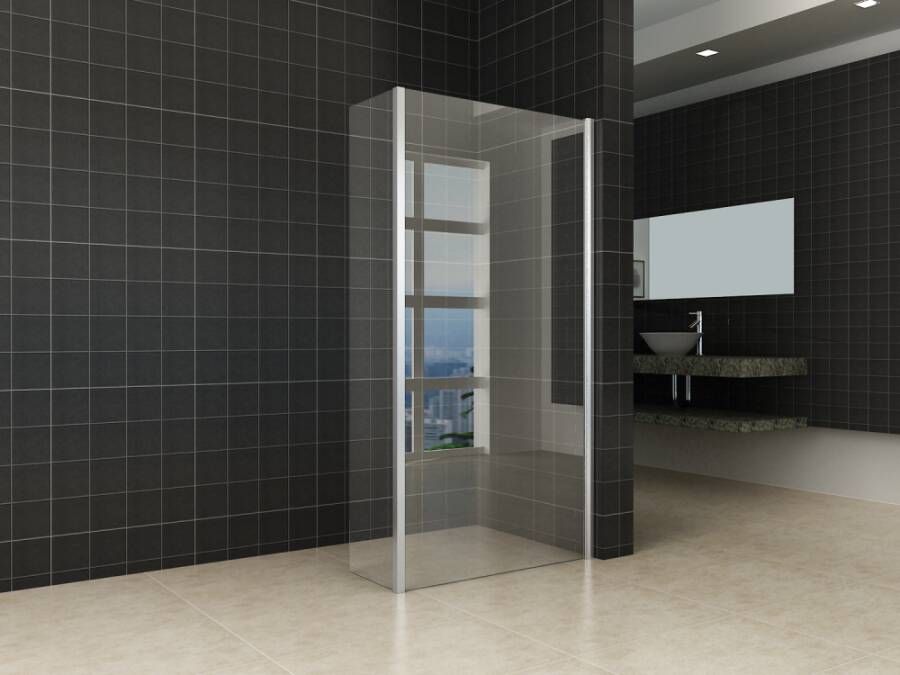 Wiesbaden Eco zijpaneel 30 x 200 cm met hoekprofiel voor inloopdouche chroom met 8 mm NANO helder glas - Foto 5