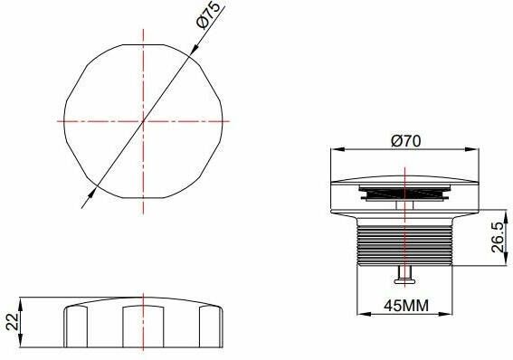 Wiesbaden Basic knop en waste voor badplug overloop combinatie rond geborsteld koper - Foto 2