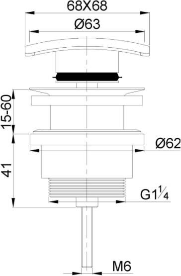 Wiesbaden Afvoerplug Rombo | 5 4" | Click waste | Messing | Vierkant | RVS look - Foto 3