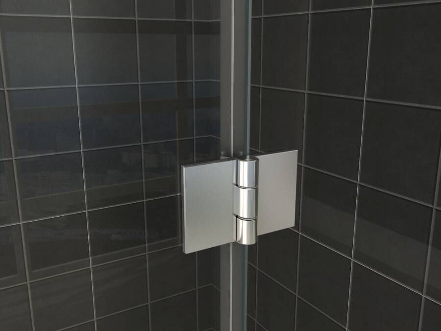 Wiesbaden Douchedeur Miami Nisdeur Draaideur met Vaste Wand 140(60-80)x200cm Antikalk Helder Glas Chroom Profiel 8mm Veiligheidsglas Easy Clean - Foto 6