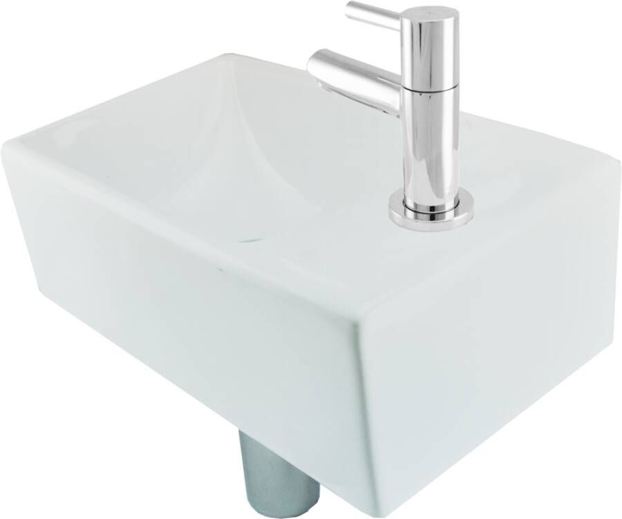 Wiesbaden Fonteinset Rhea XXS Rechts 30 5x18x11 cm Amador Toiletkraan Hendel Waste en Sifon Glans Chroom