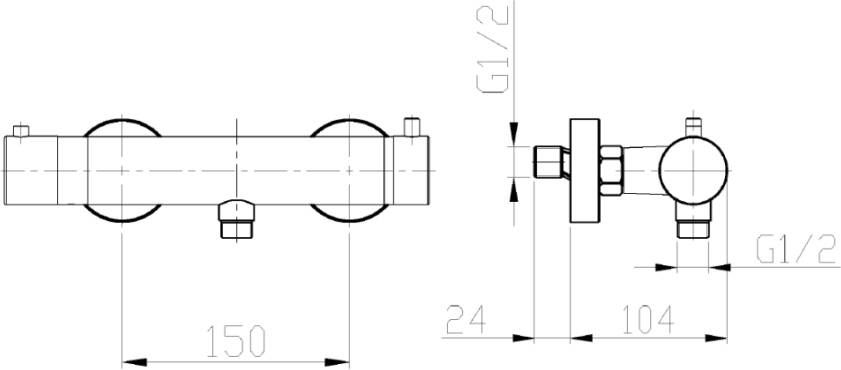 Wiesbaden Rio-304 therm douchemengkraan 15 cm RVS