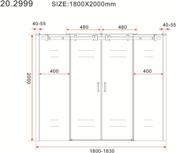 Wiesbaden Douchedeur Schuifbare Nisdeur 4-delig 180x200 cm met Antikalk Helder Glas en 8mm Veiligheidsglas Mat Zwart - Foto 3