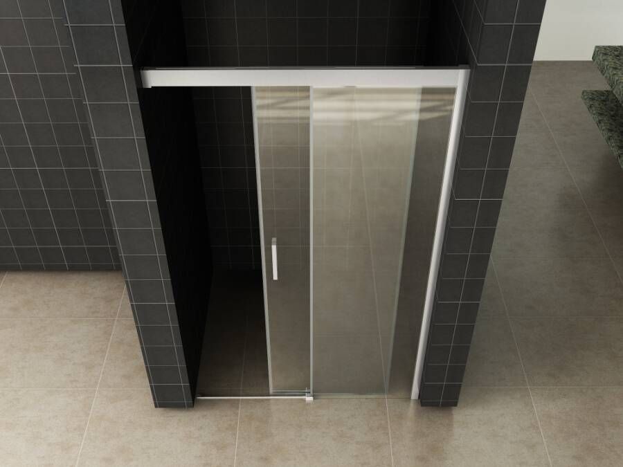 Wiesbaden Douchedeur Nisdeur Schuifdeur 140x200cm Antikalk Helder Glas Chroom Profiel 8mm Veiligheidsglas Softclose