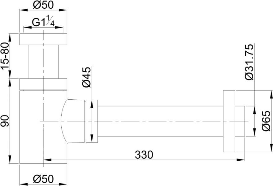 Wiesbaden Design Sifon Caral | 5 4" | Compact | Messing | Rond | Geborsteld koper