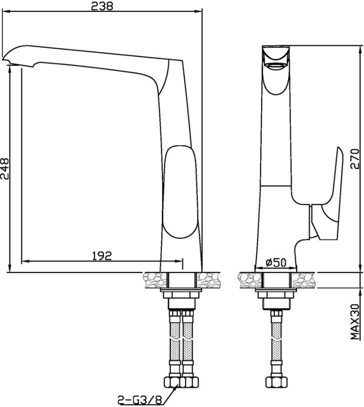 Wiesbaden Keukenkraan Tarma | Opbouw | 360° Draaibaar | Mengkraan | 1-hendel | Rond | Chroom - Foto 3
