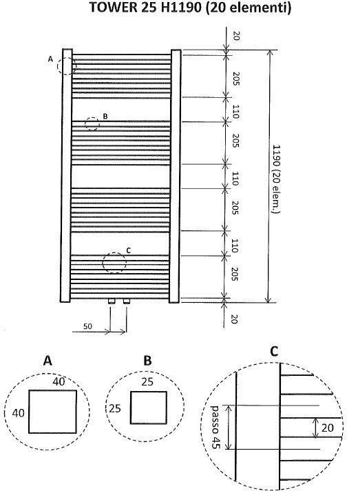 Wiesbaden Designradiator Tower 119x60cm 732 Watt Glans Wit Middenonderaansluiting - Foto 2