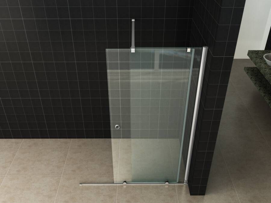 Wiesbaden Douchedeur Miami Verlengbaar Schuifdeur 100x200cm Antikalk Helder Glas Chroom Profiel 10mm Veiligheidsglas op Rail - Foto 4