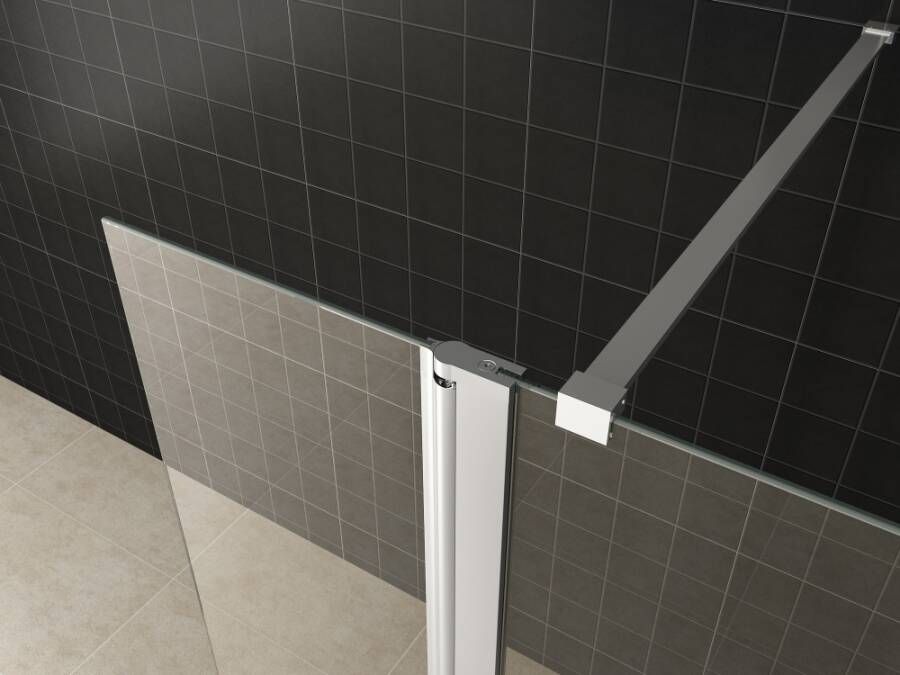 Wiesbaden Douchewand Miami 30x200cm Antikalk Helder Glas Chroom Scharnierprofiel 10mm Veiligheidsglas Easy Clean - Foto 4