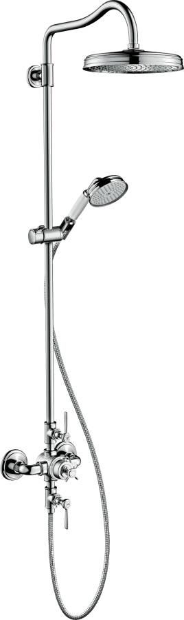 Axor hansgrohe Montreux showerpipe: m. douchekraan thermostatisch m. 1 jet hoofddouche HOH=15cm m. hoofddouche Ø24cm chroom