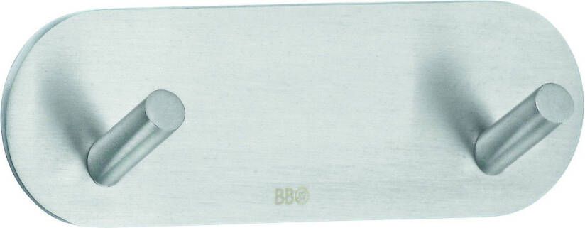 Beslagsboden Designhaak Dubbel mini geborsteld RVS 90x30 mm