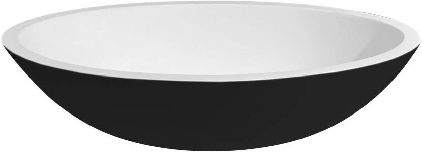 Douche Concurrent Waskom Opbouw Best Design Epona Ovaal 52x38x14cm Solid Surface Zwart Wit