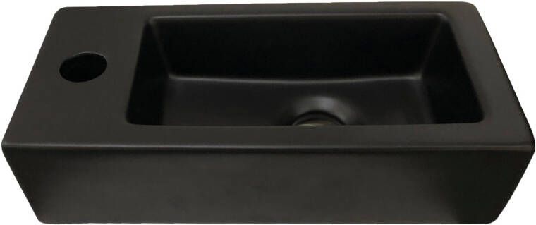 Douche Concurrent Fontein Farnetta Rechthoek Links 37x18x9cm Keramiek Mat Zwart - Foto 2