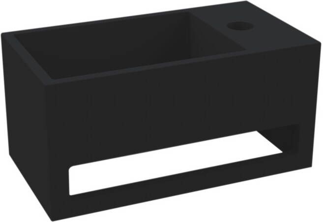 Best Design Fontein Mona-Black 33x18x16 cm incl. Handdoekhouder Rechts Solid Surface Mat Zwart - Foto 2