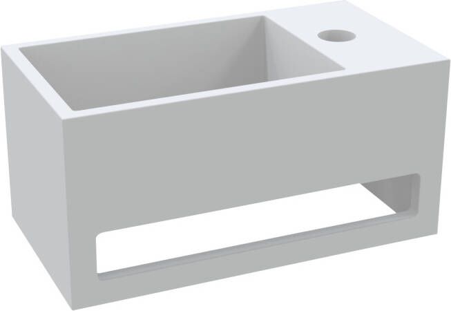 Douche Concurrent Fontein Mona Rechthoek Rechts 33x18x16cm Solid Surface Mat Wit met Handdoekhouder
