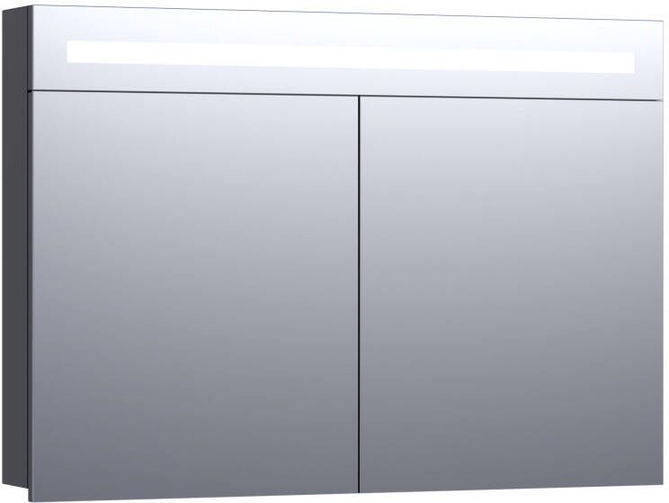 BRAUER 2.0 Spiegelkast 100x70x15cm verlichting geintegreerd 2 links- en rechtsdraaiende spiegeldeuren MFC black wood 7211