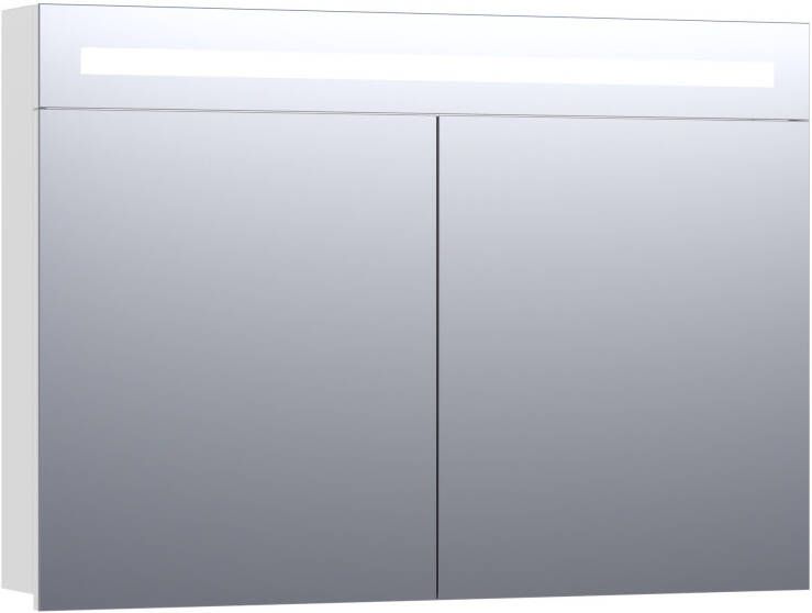 BRAUER 2.0 Spiegelkast 100x70x15cm verlichting geintegreerd 2 links- en rechtsdraaiende spiegeldeuren MDF hoogglans wit 7209 - Foto 2