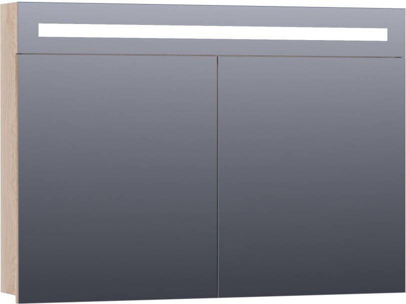 BRAUER 2.0 Spiegelkast 100x70x15cm verlichting geintegreerd 2 links- en rechtsdraaiende spiegeldeuren MFC legno calore 7258