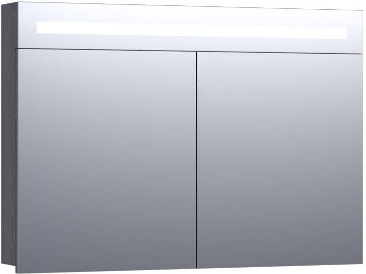 Saniclass 2.0 Spiegelkast 100x70x15cm verlichting geintegreerd 2 links- en rechtsdraaiende spiegeldeuren MFC legno viola 7238