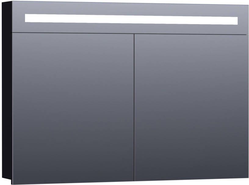 BRAUER 2.0 Spiegelkast 100x70x15cm verlichting geintegreerd 2 links- en rechtsdraaiende spiegeldeuren MDF mat zwart 7323 - Foto 2