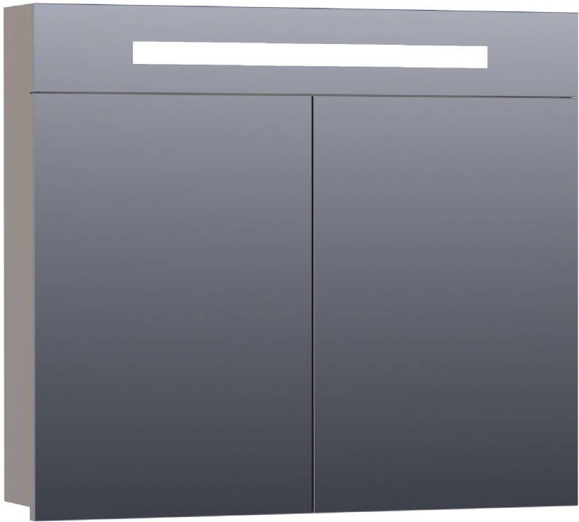 Saniclass 2.0 spiegelkast 80x70x15cm verlichting geintegreerd met 2 links- en rechtsdraaiende spiegeldeuren MDF hoogglans Taupe 7280