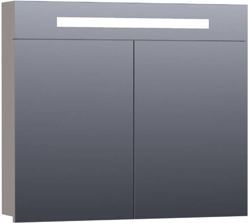 BRAUER 2.0 Spiegelkast 80x70x15cm verlichting geintegreerd 2 links- en rechtsdraaiende spiegeldeuren MDF mat taupe 7300