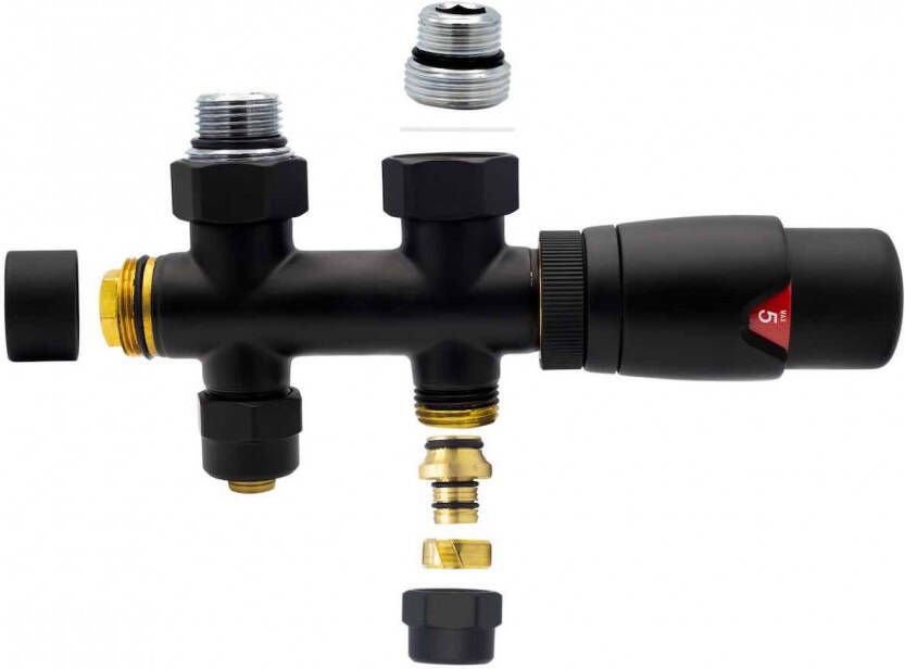 Boss & Wessing Radiator Onderblok BWS Evie Recht Mat Zwart (Voor midden aansluiting) - Foto 2