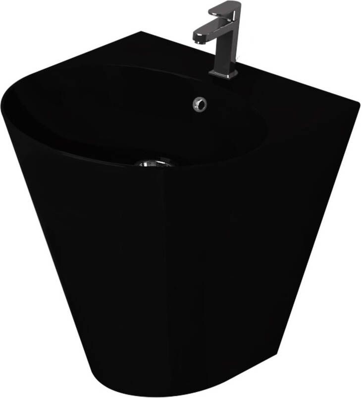 Creavit Aloni keramische wastafel met kraangat mat zwart