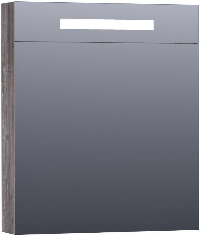 BRAUER Double Face Spiegelkast 60x70x15cm verlichting geintegreerd 1 rechtsdraaiende spiegeldeur MFC grey Canyon SK-DF60RGC