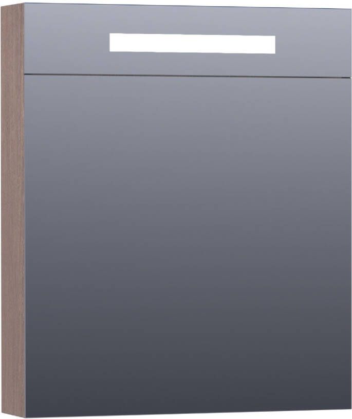 Saniclass Double Face spiegelkast 60x70x15cm verlichting geintegreerd met 1 rechtsdraaiende spiegeldeur MFC Legno Viola 7080R