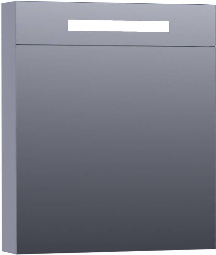 Saniclass Double Face spiegelkast 60x70x15cm verlichting geintegreerd met 1 rechtsdraaiende spiegeldeur MDF mat Grijs 7357