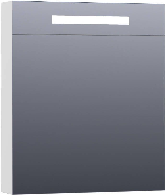 BRAUER Double Face Spiegelkast 60x70x15cm verlichting geintegreerd 1 rechtsdraaiende spiegeldeur MDF mat wit 7546R