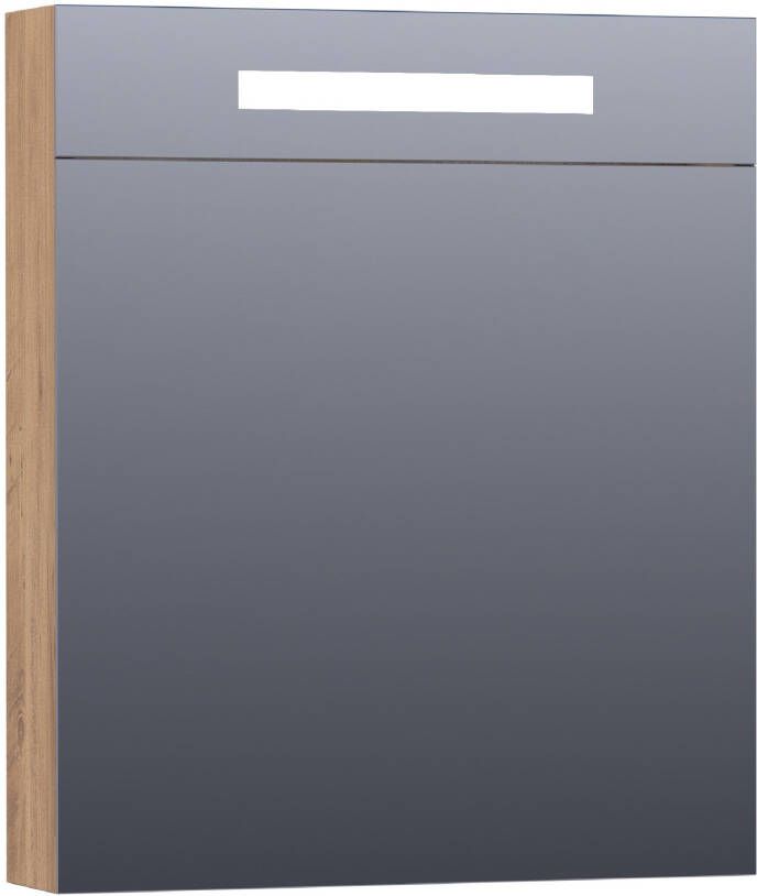 Saniclass Double Face spiegelkast 60x70x15cm verlichting geintegreerd met 1 rechtsdraaiende spiegeldeur MFC Old Castle 7381