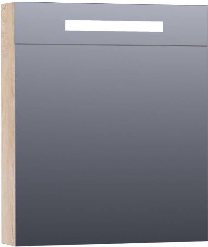 Saniclass Double Face spiegelkast 60x70x15cm verlichting geintegreerd met 1 linksdraaiende spiegeldeur MFC Sahara 7368