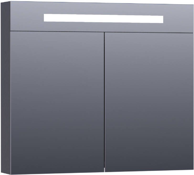 iChoice Double Face spiegelkast 80x70cm LED verlichting boven black wood