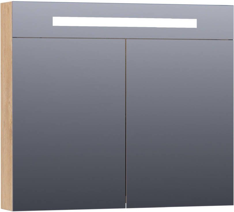 BRAUER Double Face Spiegelkast 80x70x15cm verlichting geintegreerd 2 links- rechtsdraaiende spiegeldeur MFC nomad 7376