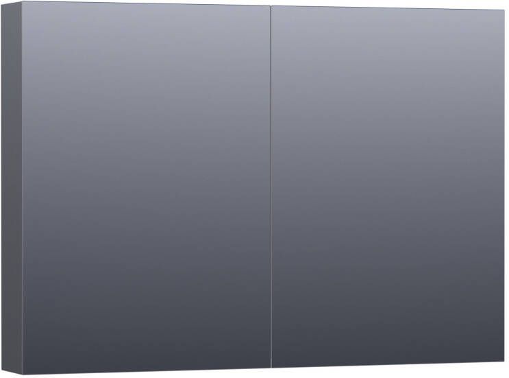 BRAUER Dual Spiegelkast 100x70x15cm 2 links- rechtsdraaiende spiegeldeur MDF hoogglans grijs 7159